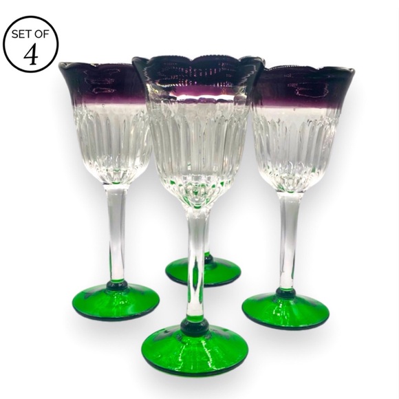Anthropologie Other - Anthropologie Saintpaulia Wine Tulip Handblown  Glass Set of 4